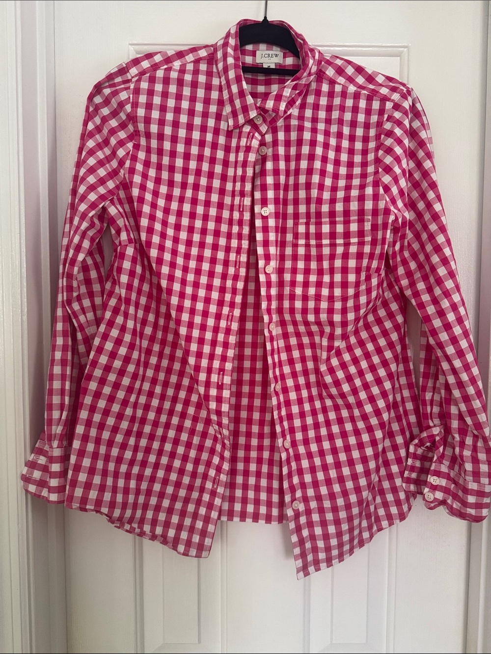 J. Crew Factory Pink Gingham Button-Down Shirt